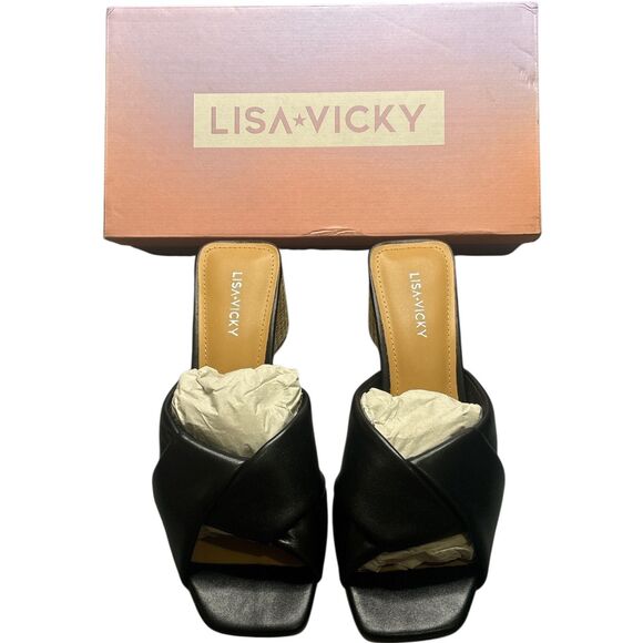 Lisa Vicky Virtue-V Women’s Slide On Heels Black Sheep Nappa Size 7.5MMinimalist - Picture 1 of 5